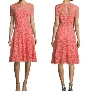 St John Embroidered Lace Fit and Flare Dress 10